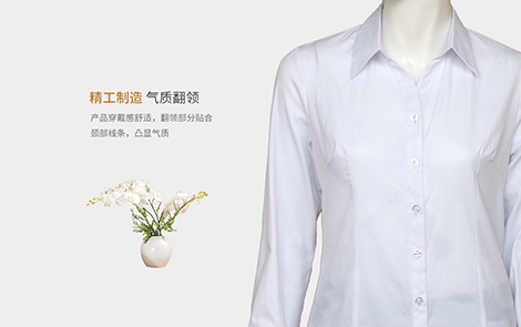 北京白色小斜條棉質女士長袖襯衫